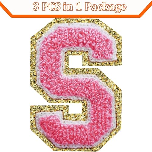 Miniatura 314 de Parches de letras termo-adhesivas de felpilla para chaquetas, parches de letras universitarias con brillantina para planchar en la letra azul A