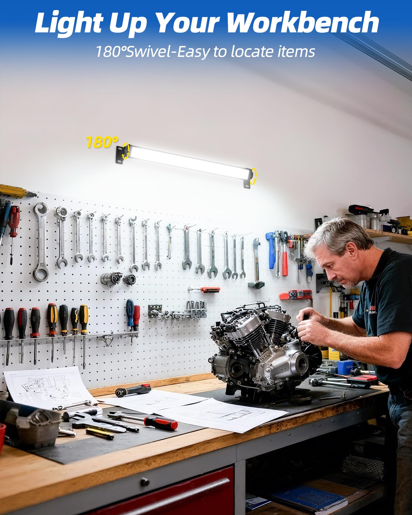 40W LED Shop Lights 5400LM 6000K Plug in Garage Lights with 6 6FT Power Cord Work Light for — view 2