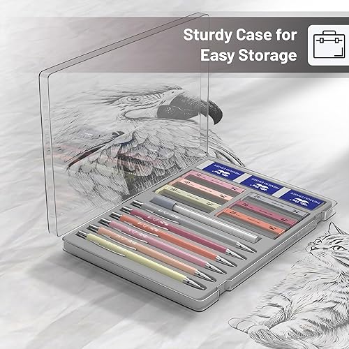 Miniatura 4 de Mr. Pen - Juego de lápices mecánicos con recambios de plomo y borradores, paquete de 6, tema bohemio, 0.020 in y 0.028 in, bonitos lápices LED