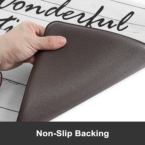 Miniatura 5 de Collive Juego de 2 tapetes de cocina acolchados antifatiga, antideslizantes, impermeables, para el piso, cómodo, resistente, para cocina,