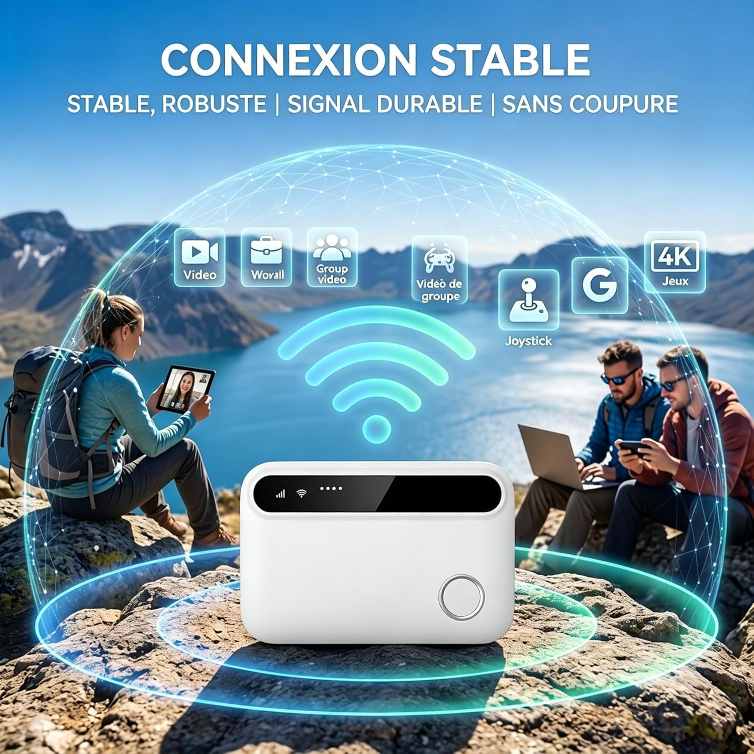 Routeur 5G Portable WiFi 6 Déverrouillé, Modem Mobile 5G/4G+ avec Emplacement SIM, Jusqu'à 25 Appareils Connectés, Internet Haut Débit Idéal pour Voyage, Camping et Télétravail