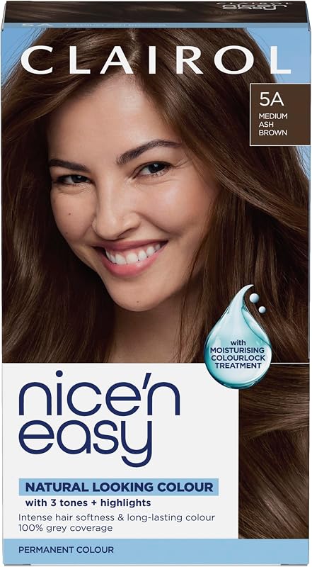 Clairol Nice'n Easy Crème, Natural Looking Oil Infused Permanent Hair Dye, 5A Medium Ash Brown