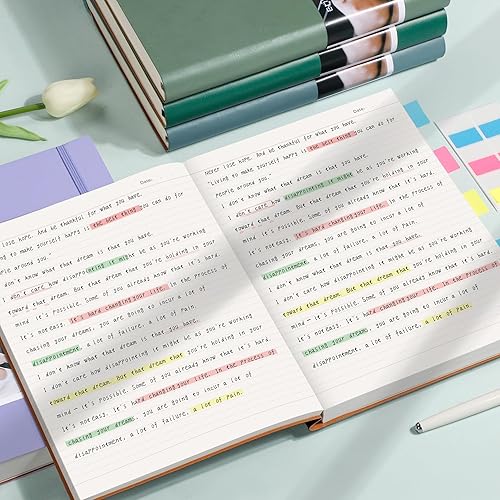 Miniatura 6 de EMSHOI Cuaderno con rayas universitarias, diario rayado B5, 400 páginas (200 hojas), papel grueso de 100 GSM, diario de cuero de tapa blanda para