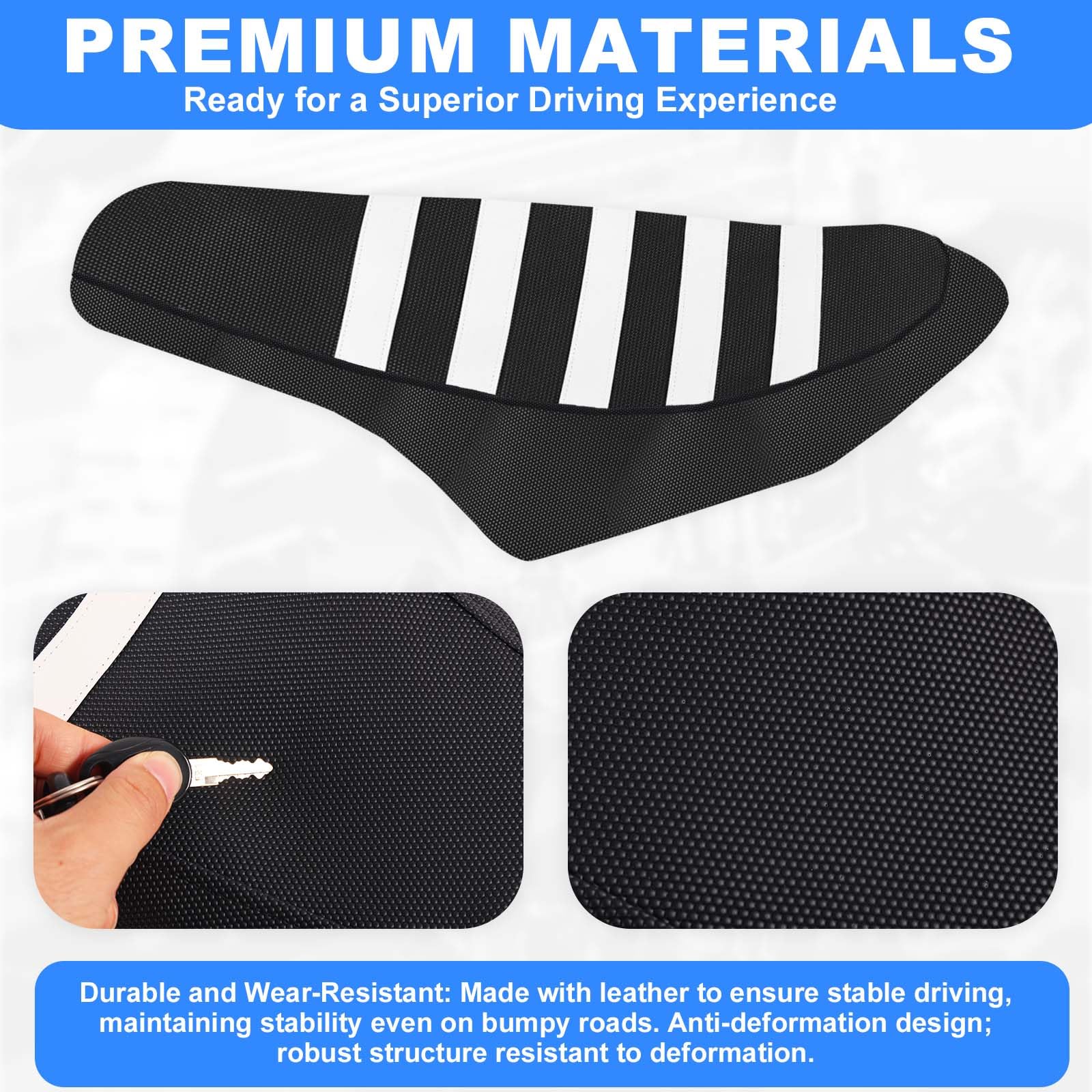 Housse de Selle Vélo Électrique Compatible avec Ridstar Q20/Q20 Pro Lite, Housse de Selle Remplacement Antidérapante et Douce Coussin pour Vélo Électrique Protection Imperméable (Noir et Blanc)