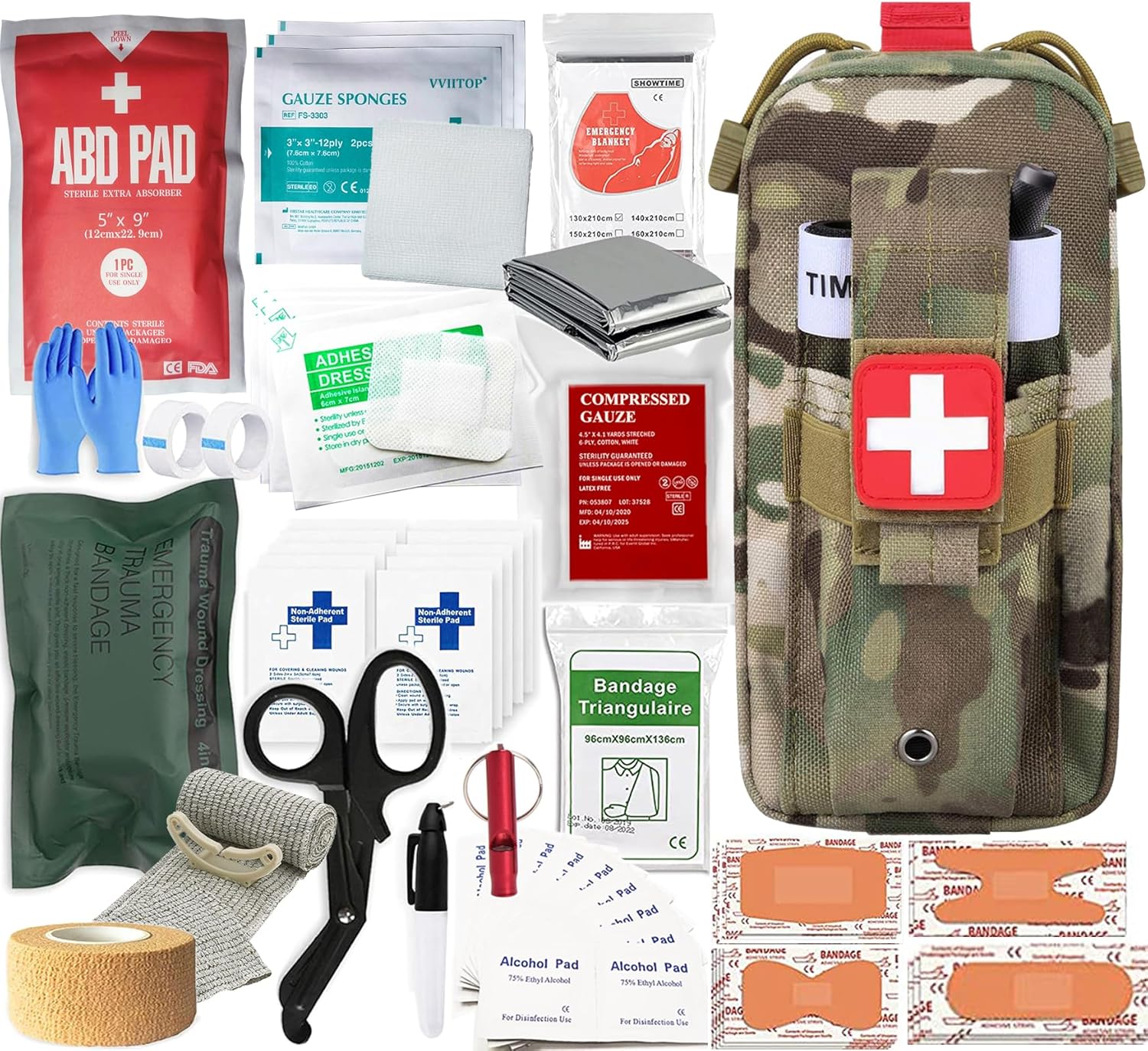 Kit de medicina para traumatismo, paquete contral de sangrado, kits de primeros auxilios de supervivencia de emergencia, kit médico EMT IFAK para