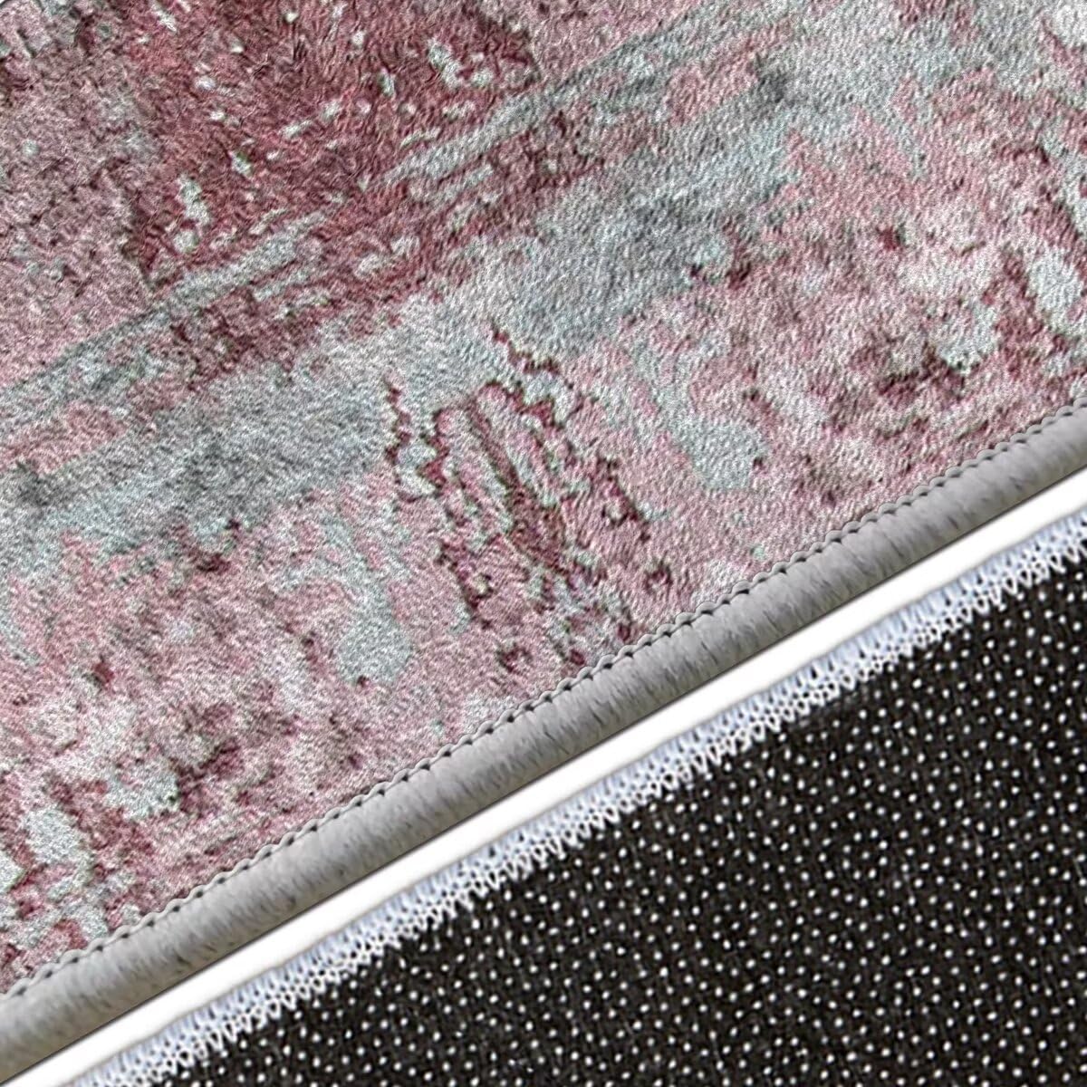 Teppich Läufer Flur rutschfest Küchenteppich Fußmatte 80X160CM Waschbar Rot Grau Modern Teppichläufer Meterware Schmutzfangmatte Teppichläufer für Flur Küche Eingang Wohnzimmer Schlafzimmer