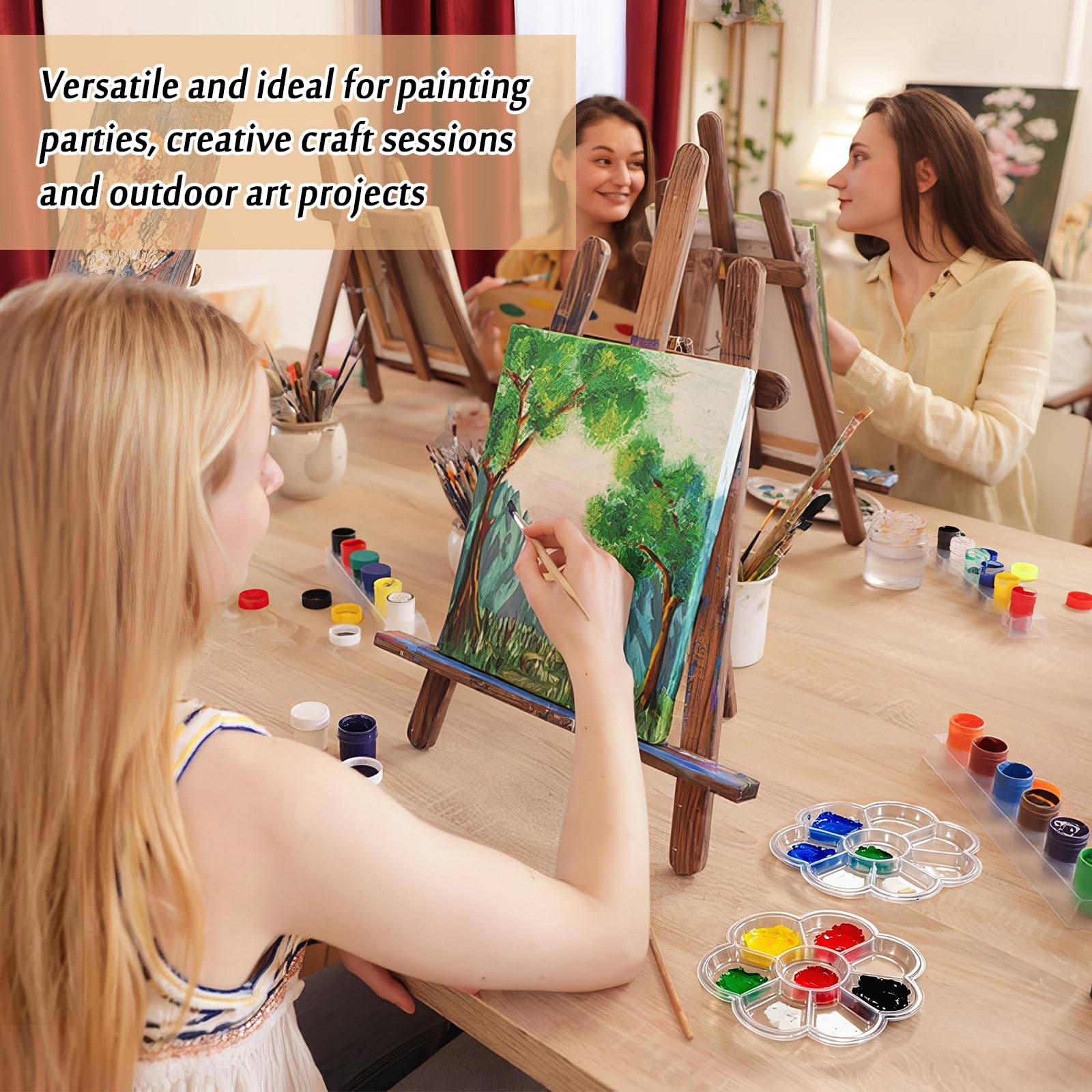 Tavolozza di colori a forma di fiore, in plastica trasparente e bianca, con 7 pozzetti, vassoio per pittura ad acquerello, guazzo e olio, disegno, progetti fai da te, pittura, festa di
