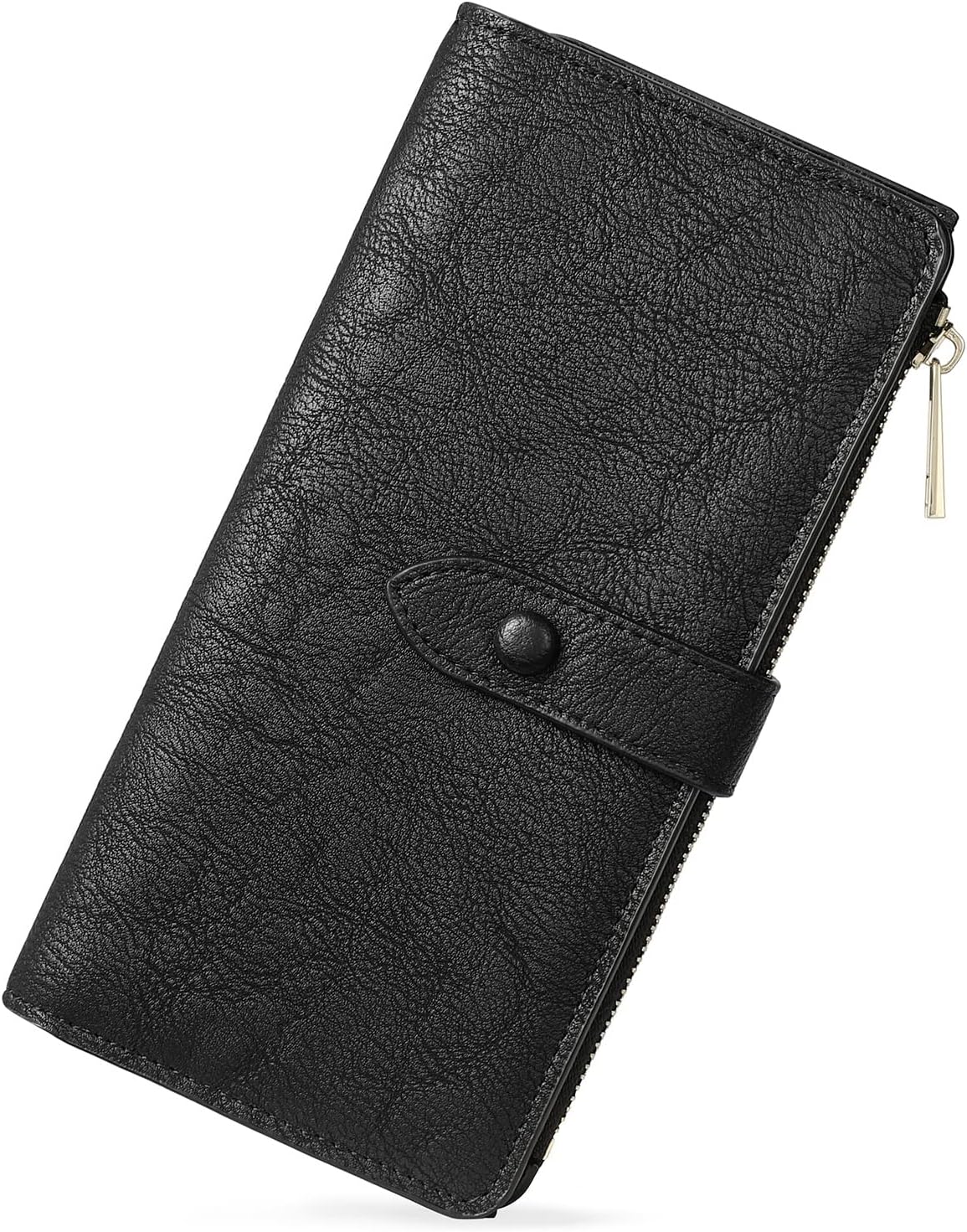 BOSTANTEN Womens Leather Wallets RFID Blocking Large Capacity Trifold Card Holder Ladies Phone Clutch Grey Black