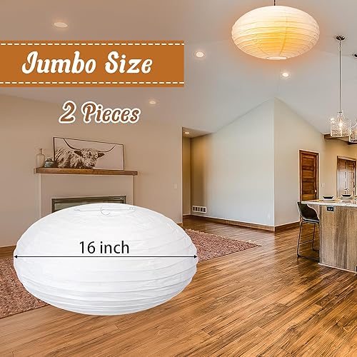Miniatura 9 de Retisee 2 linternas de papel ovaladas para colgar, lámpara colgante china japonesa, bola de China para suministros de fiesta, despedida de soltera,