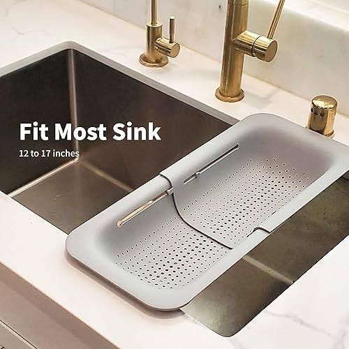 Miniatura 5 de Makerstep Cesta coladora para colocar sobre el fregadero, expandible, lavar, drenar y secar. - Nuevos artículos esenciales de cocina para el hogar,