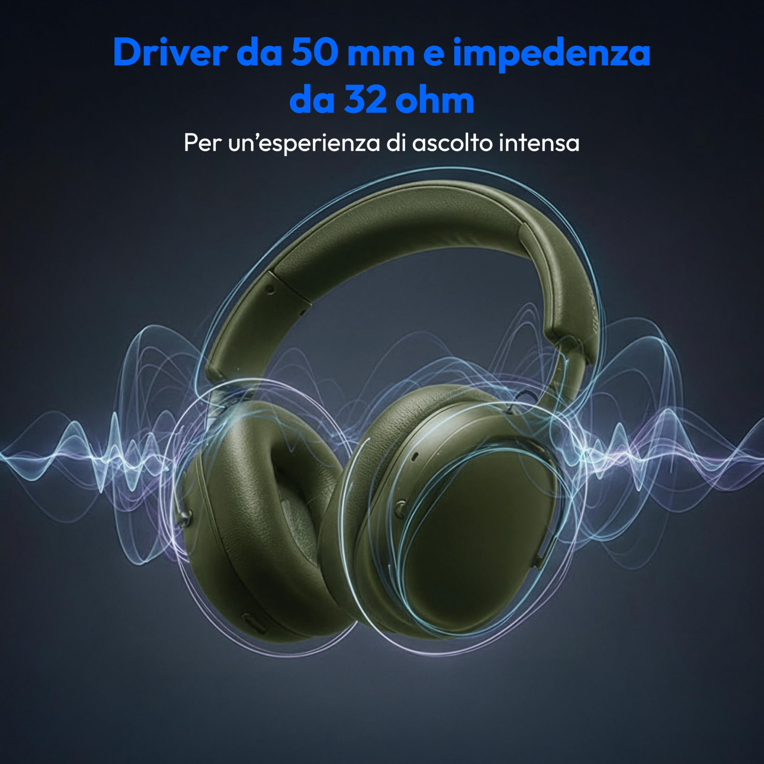 MEDION cuffie Over Ear HX-1 Pure (Bluetooth, wireless, fino a 100 h di autonomia, protezione dagli spruzzi IPX4), verde