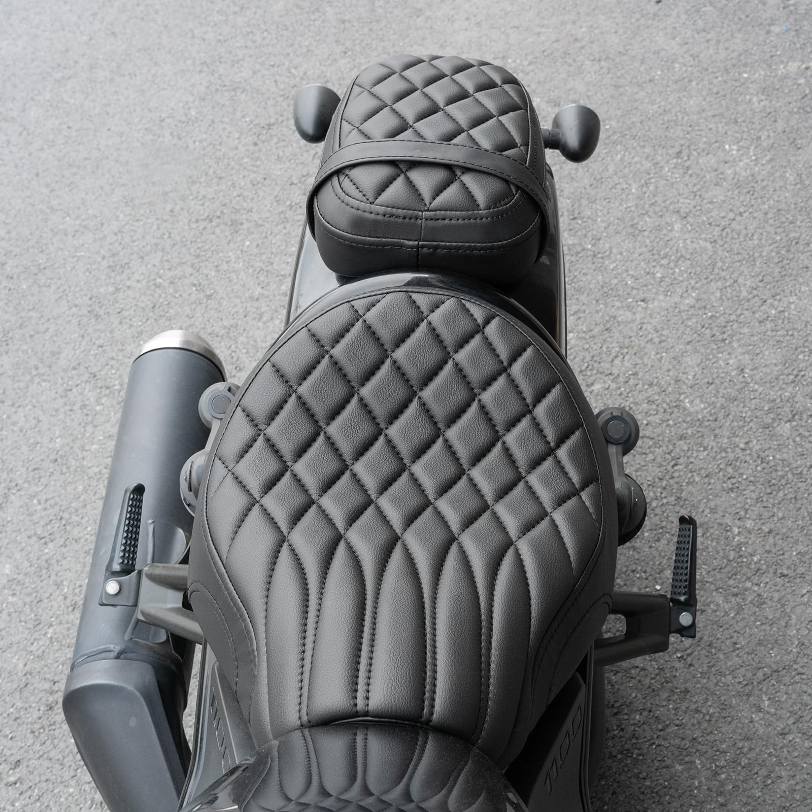 Motorradsitz Fahrer- und Beifahrersitz kompatibel mit Honda CMX1100 Rebel 1100 CM1100 2021-2026 (schwarze Nähte)