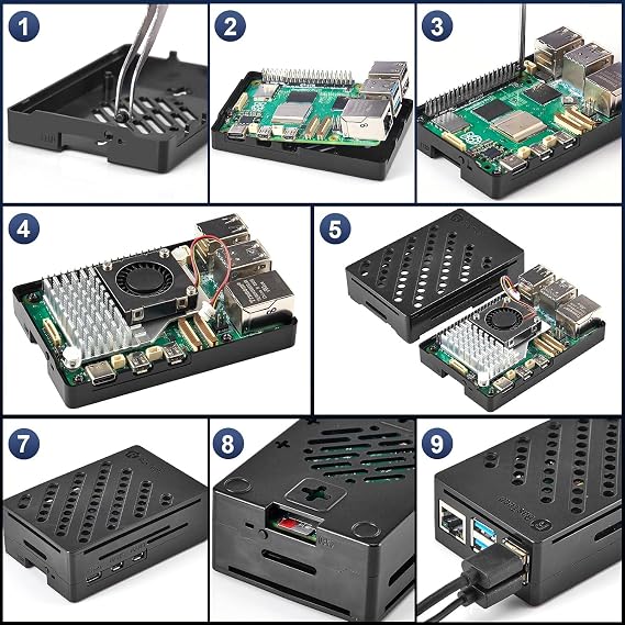 RasTech Raspberry Pi 5 Kit with 4GB RAM Pi 5 Case, Active Cooler, Screw Drive, Pi 5 4GB Board