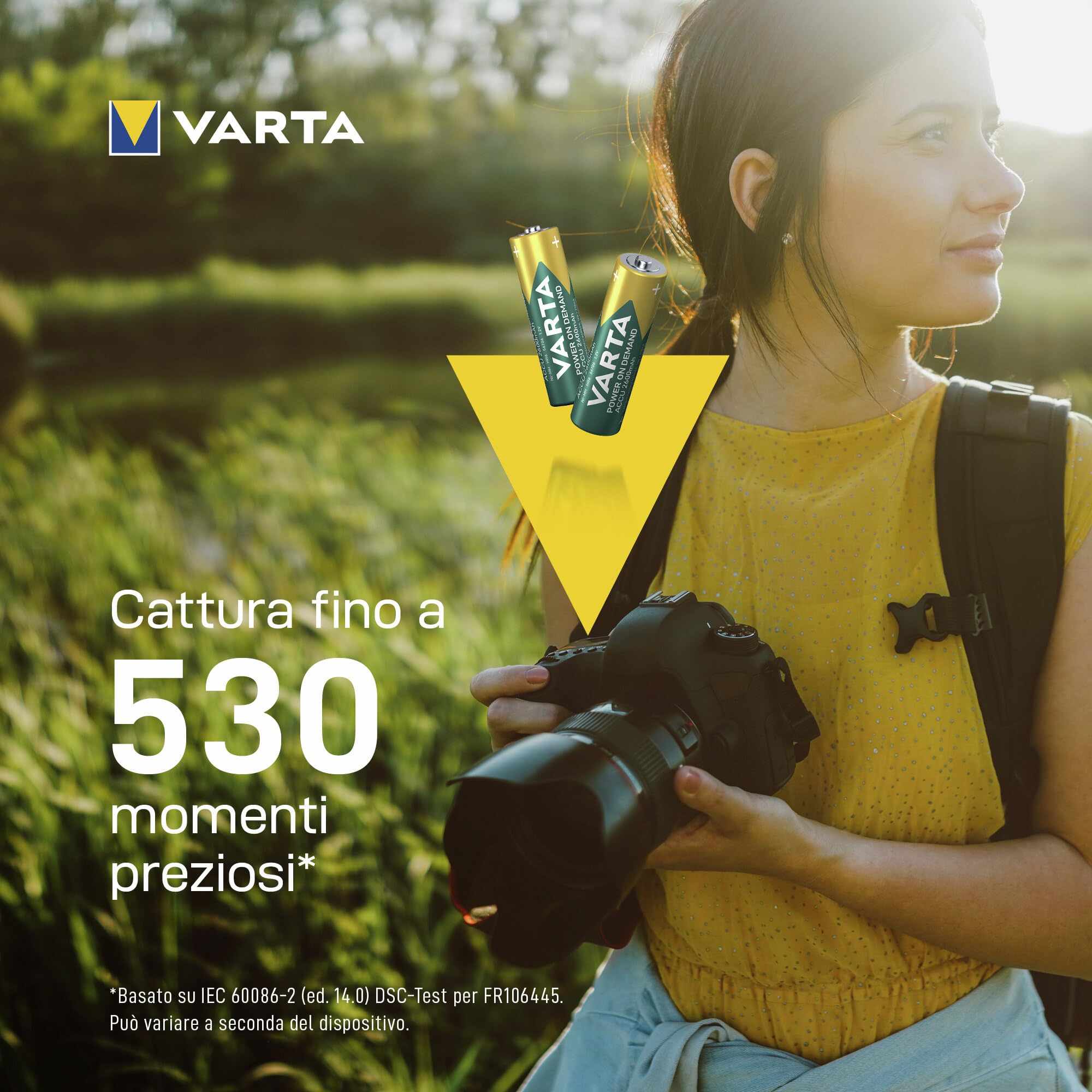 VARTA Batterie ricaricabili AARechargeable Ready2Use precaricata Mignon Ni-Mh (pacco da 4, 2600mAh), ricaricabile senza effetto Memory - pronta all'uso