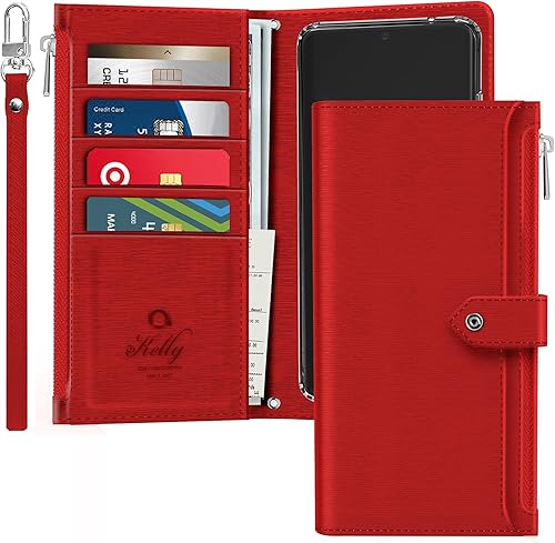 JUST4YOU Funda tipo cartera con cremallera para Samsung Galaxy S20 FE con correa de muñeca Premium PU cuero plegable titular de la tarjeta Flip Case