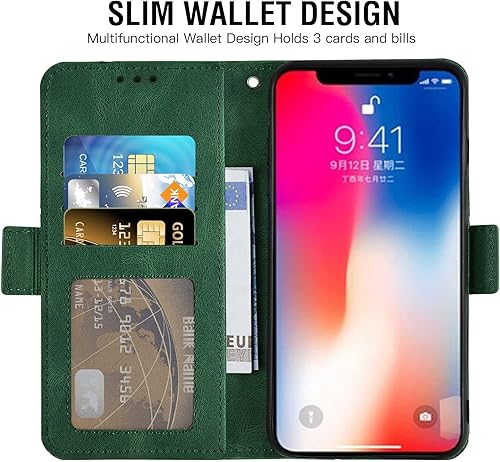 Miniatura 10 de Funda compatible con iPhone Xs X 10 y 10s y protector de pantalla de vidrio templado, funda de cuero con tapa para tarjetas de crédito, fundas para