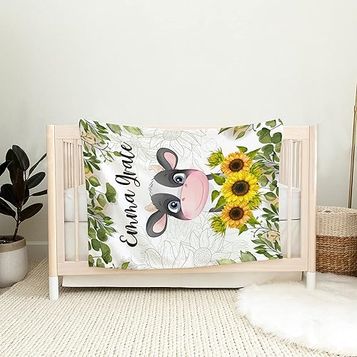 Miniatura 8 de Kingdora Manta personalizada con estampado animal de girasol y bosque floral para niña