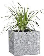 Pflanzwerk® Cube Lava Plant Pot Light Grey 23 x 23 x 23 cm Flower Pot Frost Resistant Flower Pot UV Protection Premium Plant Pot Quality