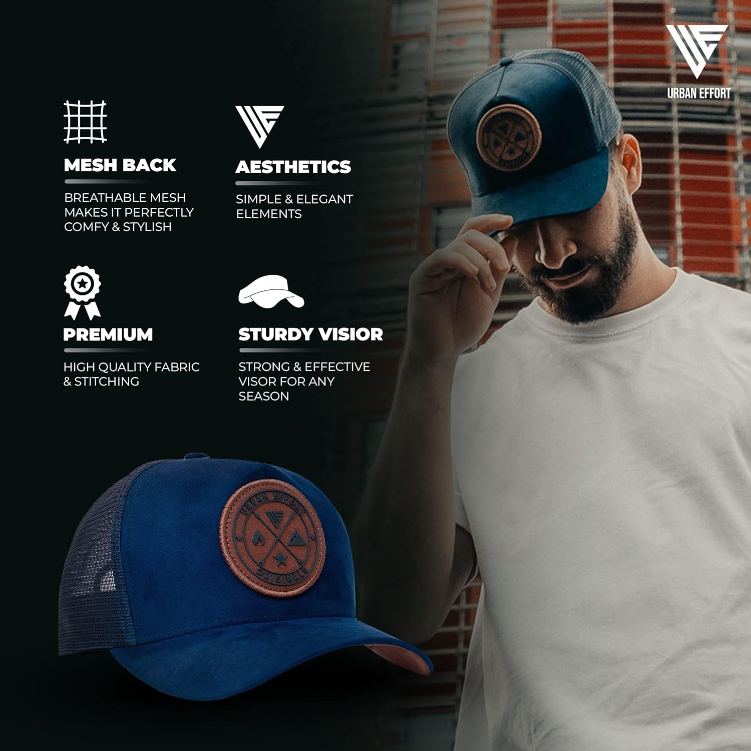 Urban Effort Mesh Back Cap - for Men and Women Baseball Hat 5-Panel Trucker Hat - Great Snapback Closure for Hunting & Hiking - Image 3