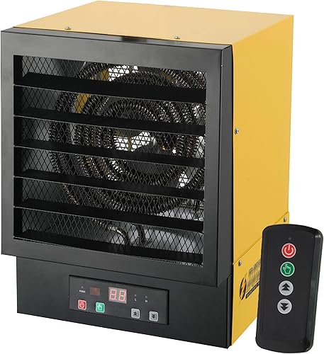 Dura Heat Calentador eléctrico de techo con cable rígido para garaje con control remoto, 10,000 vatios, 240 voltios, sistema ECO, protección contra