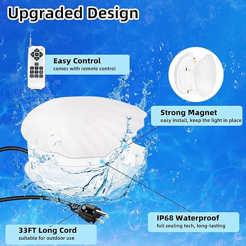 Miniatura 4 de Luz magnética de pared para piscina sobre el suelo, 120 V RGB cambio de color con cable de 33 pies, IP68 impermeable, luz de pared magnética para