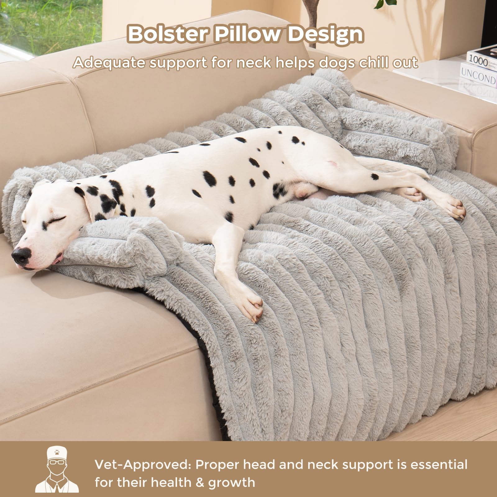 Avont Flauschige Hundebett, Hundematte Decke für Sofa für Hunde Katzen mit abnehmbaren waschbaren Bezug und Anti-Rutsch-Boden- Große/Leichtgrau