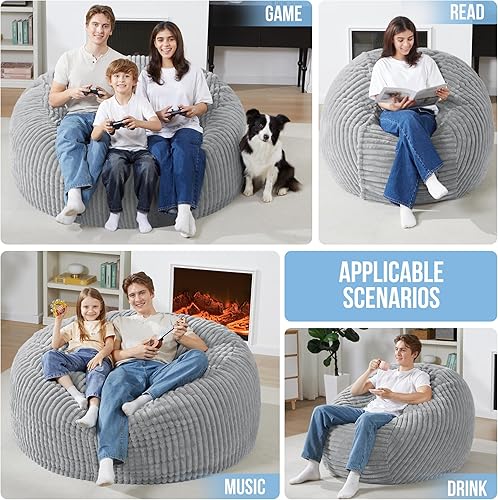 Miniatura 7 de Homguava Puf de 3 pies, puff grande de 3 pies, puf grande de 3 pies, sillas grandes para adultos con relleno de espuma viscoelástica, cómodas sillas