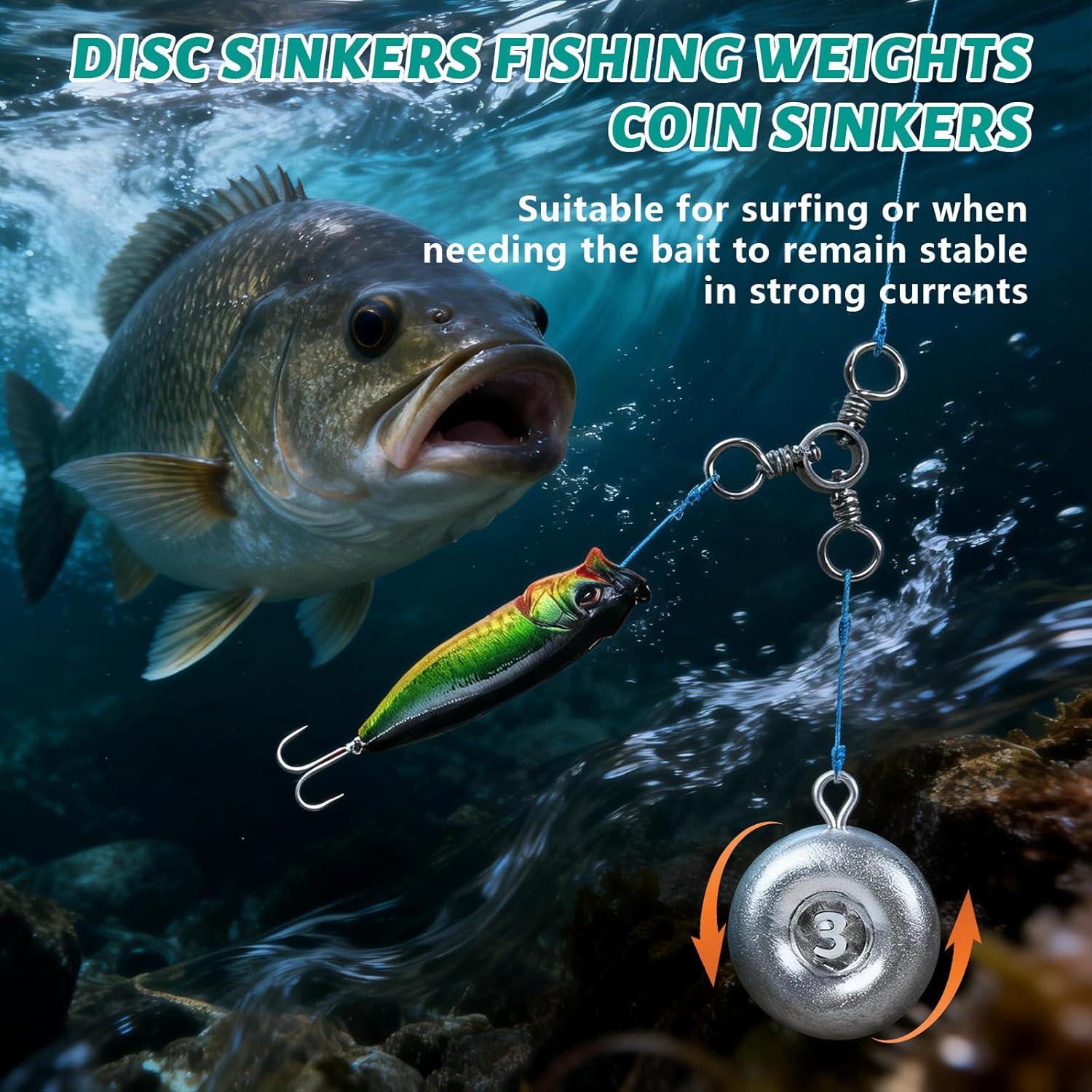 Disc Sinkers Lead Fishing Weight, Coin Sinkers for Saltwater Freshwater Fishing Weight, Surf Fishing Trolling Catfishing Weight Tackle 1oz 2oz 3oz