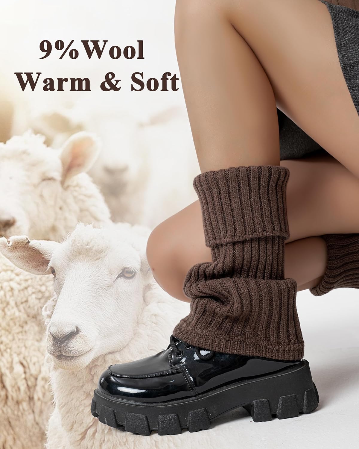 Mcool Mary Wool Leg Warmers Y2K Harajuku Women’s Cute Seamless Lolita Accessories Gothic Socks Boot Socks Winter Sock 1 Pack - Image 2