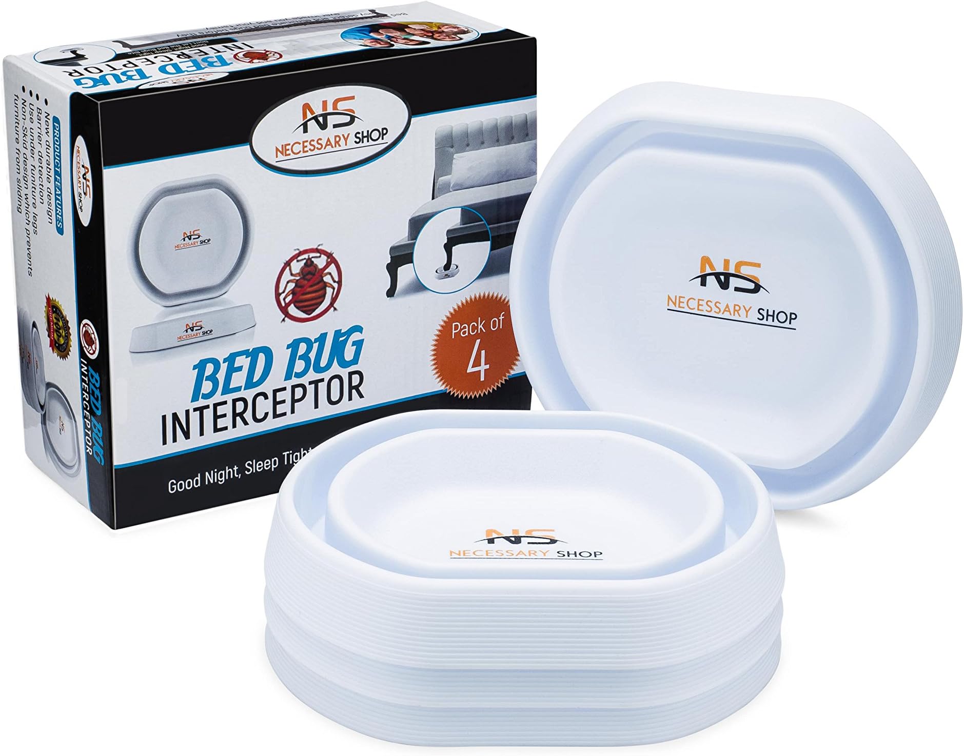 Necessary Shop Bed Bug Traps & Insect Control Protectors | Eco-Friendly Baby Safe New Durable Design of Bedbug Interceptors with Easy Detection & Prevention Against Bed Bugs Crawling Up Your Bed Legs