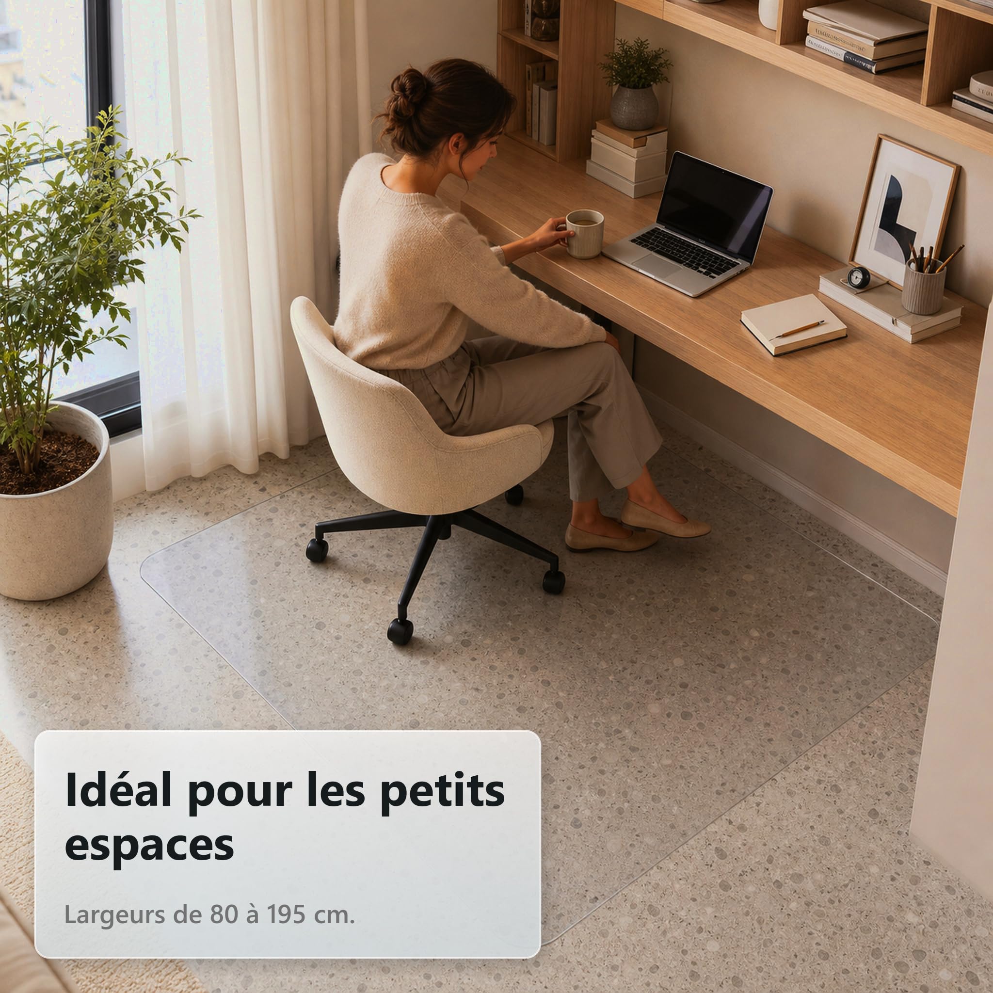 Floorfit Tapis de Protection pour Sols Durs, 140 x 200 cm, Transparent Mat, Épaisseur 1,5 mm, Bords Biseautés à 45°, Tapis de Chaise pour Parquet, Stratifié, Vinyle et Carrelage