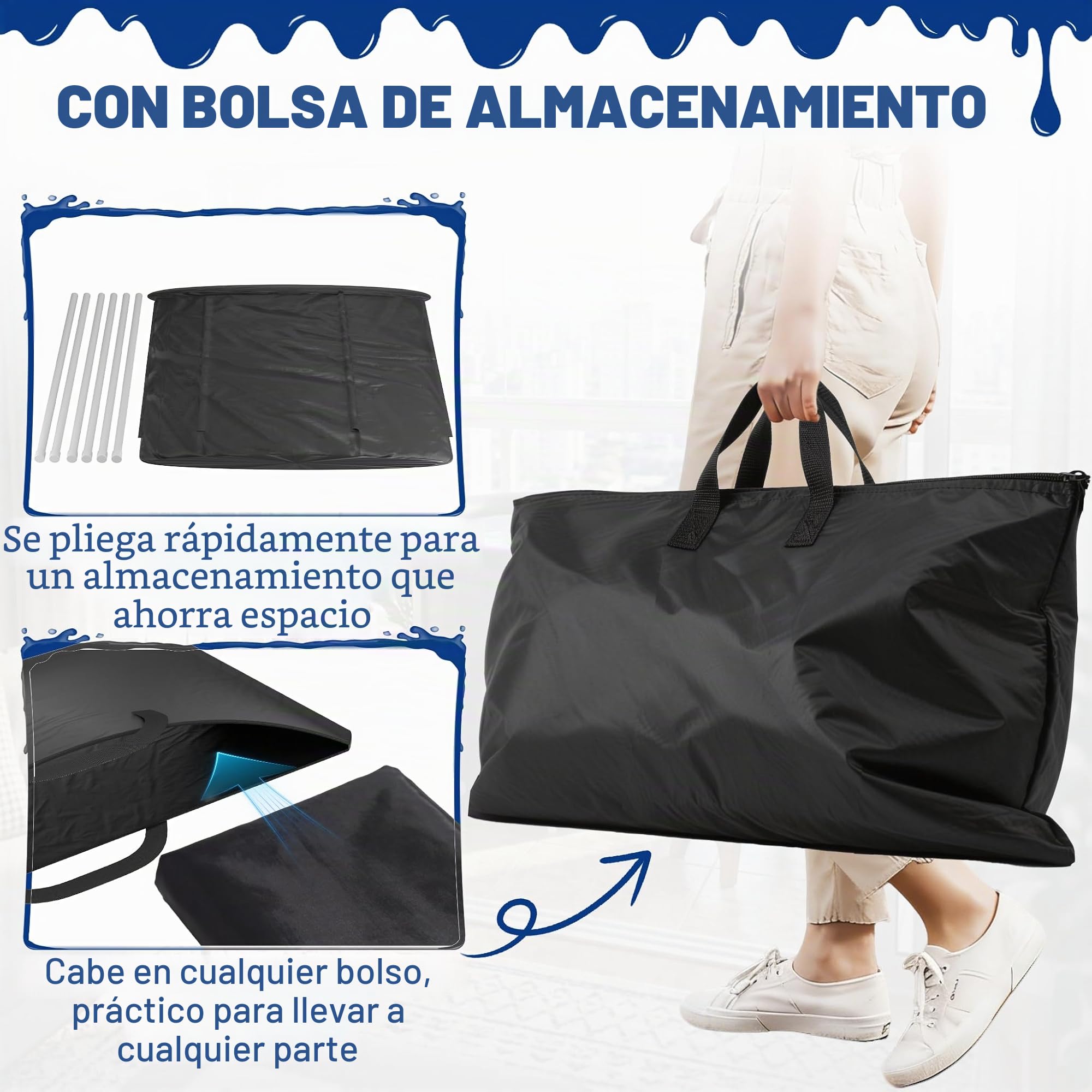 LZQ Barrica De Baño De Hielo 397L Tina Plegable Ø90 Con Tapa Y Bolsa De Transporte Para Atletas Y Deportistas, Terapia De Frío Y Regeneración Muscular