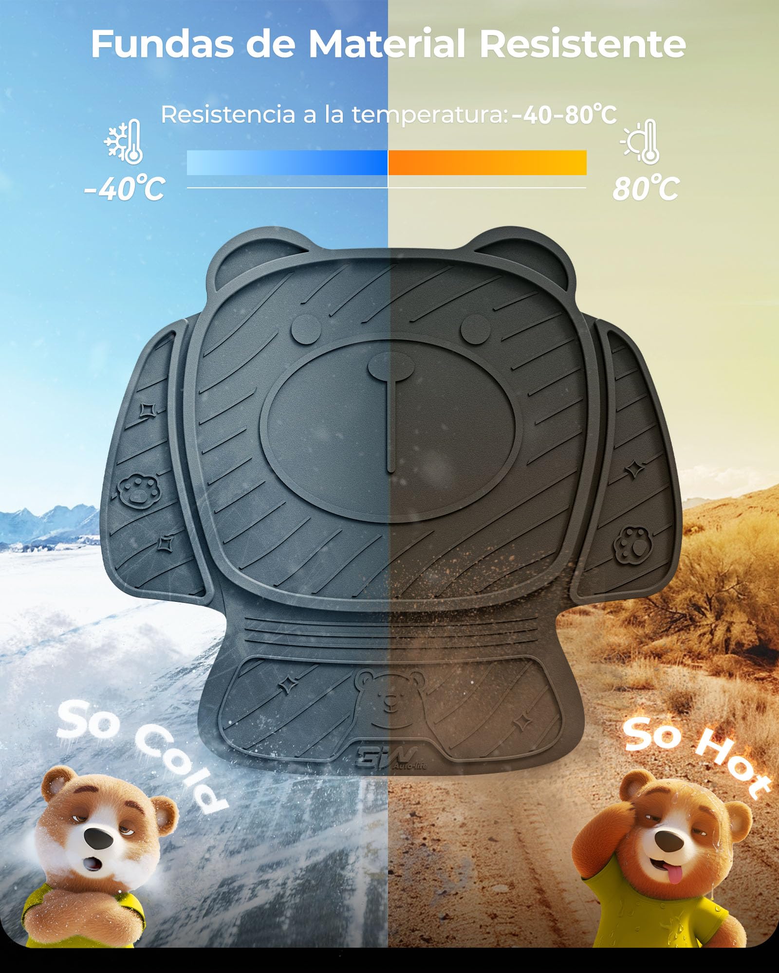 3W Protector Asiento Coche Silla Infantil, Cojín para Silla de Seguridad Infantil para Todo Clima, Forma de Oso, Impermeable, Antideslizante, Limpieza Fácil, Accesorio de Coche
