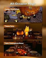 Vista 5 de Homemory - 24 velas de té negras, a pilas, duran más de 200 horas, sin llama, parpadeantes, falsas, eléctricas, LED, para Halloween, fiestas