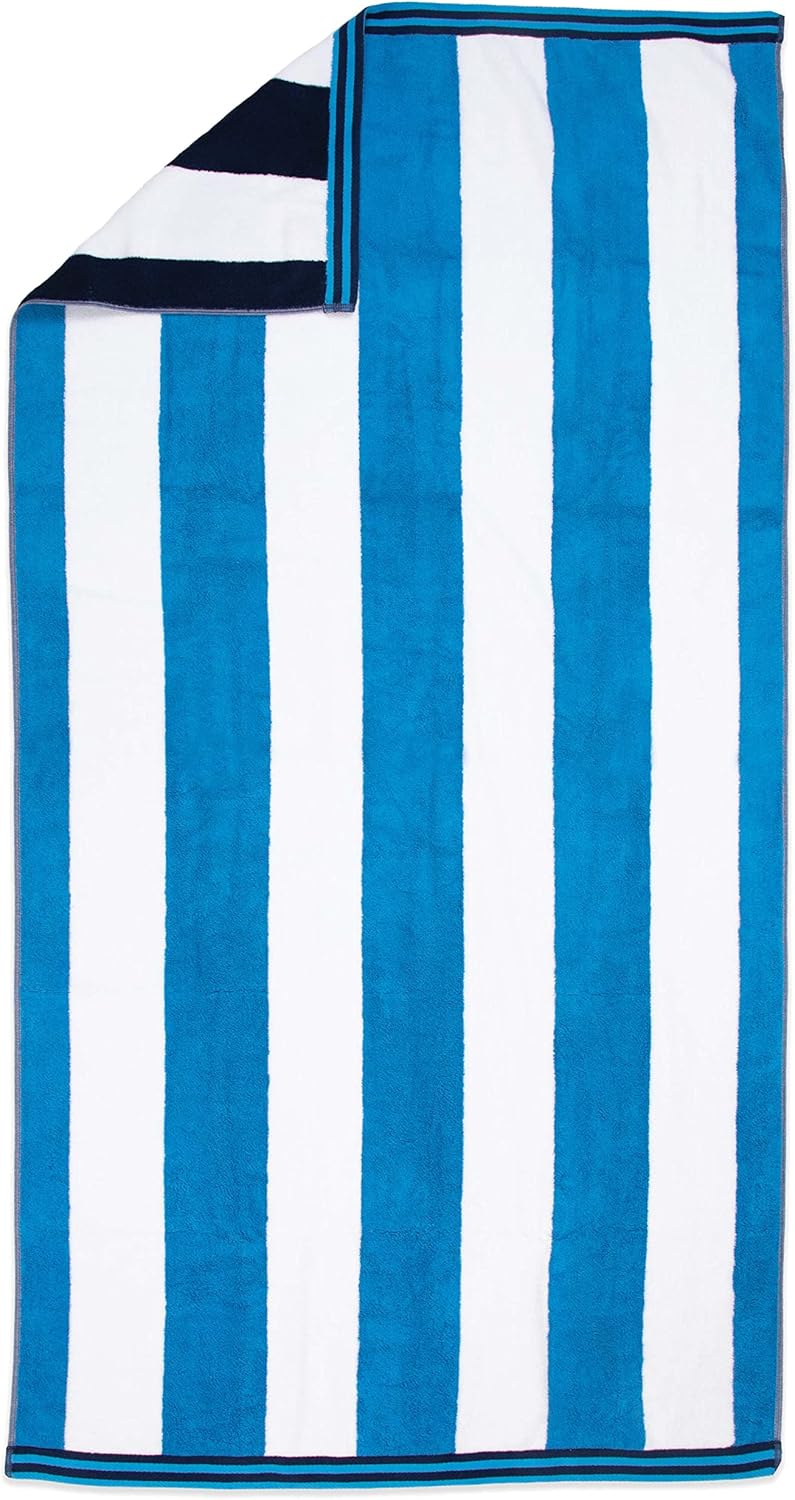 Aston & Arden Reversible Beach Towel - 100% Ring Spun Cotton Large Soft Absorbent Luxury Plush Pool Towels, 600 GSM, for Bathroom, Spa, Hotel, Travel, 35 x 70 in, Navy/Blue