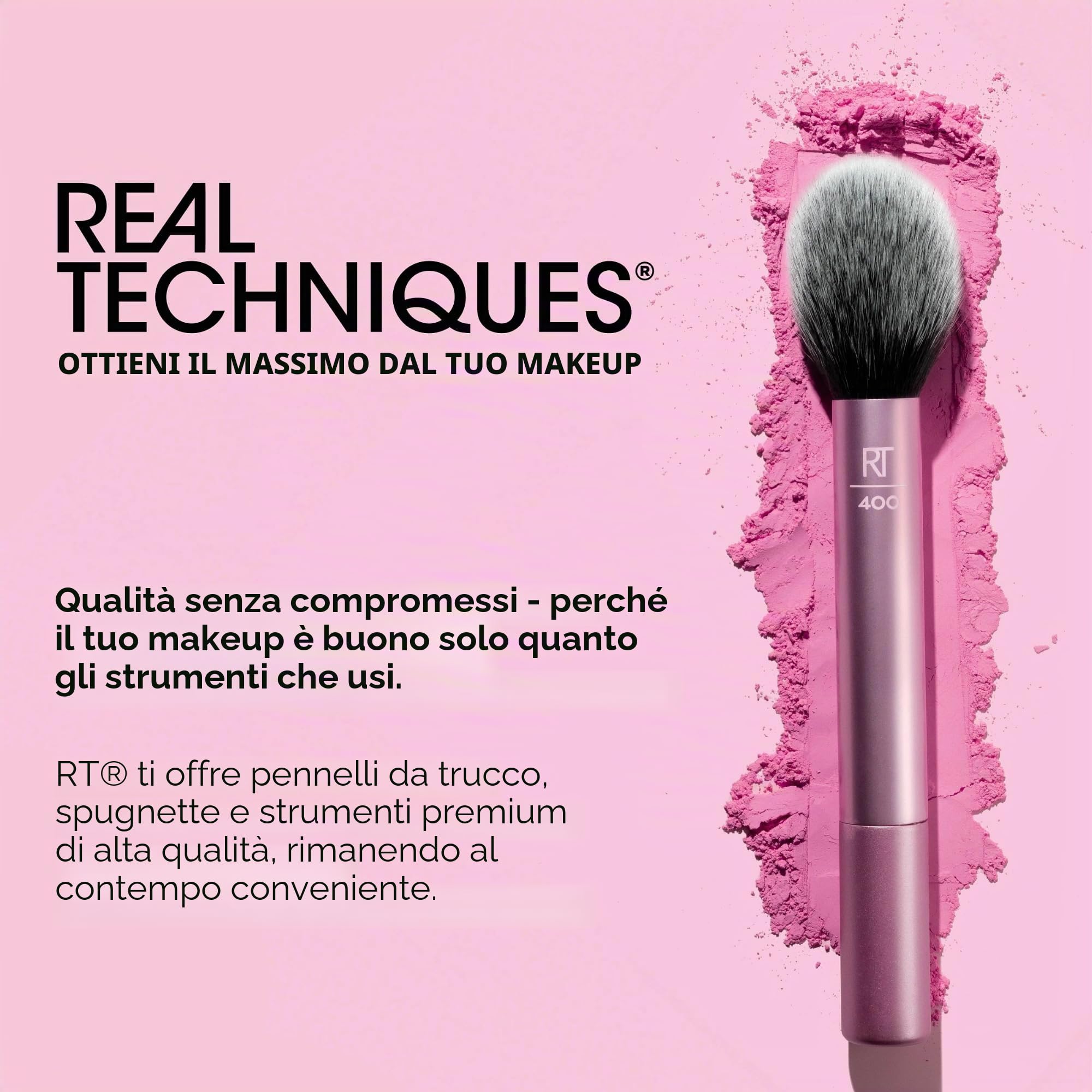 Real Techniques Au Naturale - Set di pennelli per fondotinta, ciprie e correttori, set di 9 pezzi