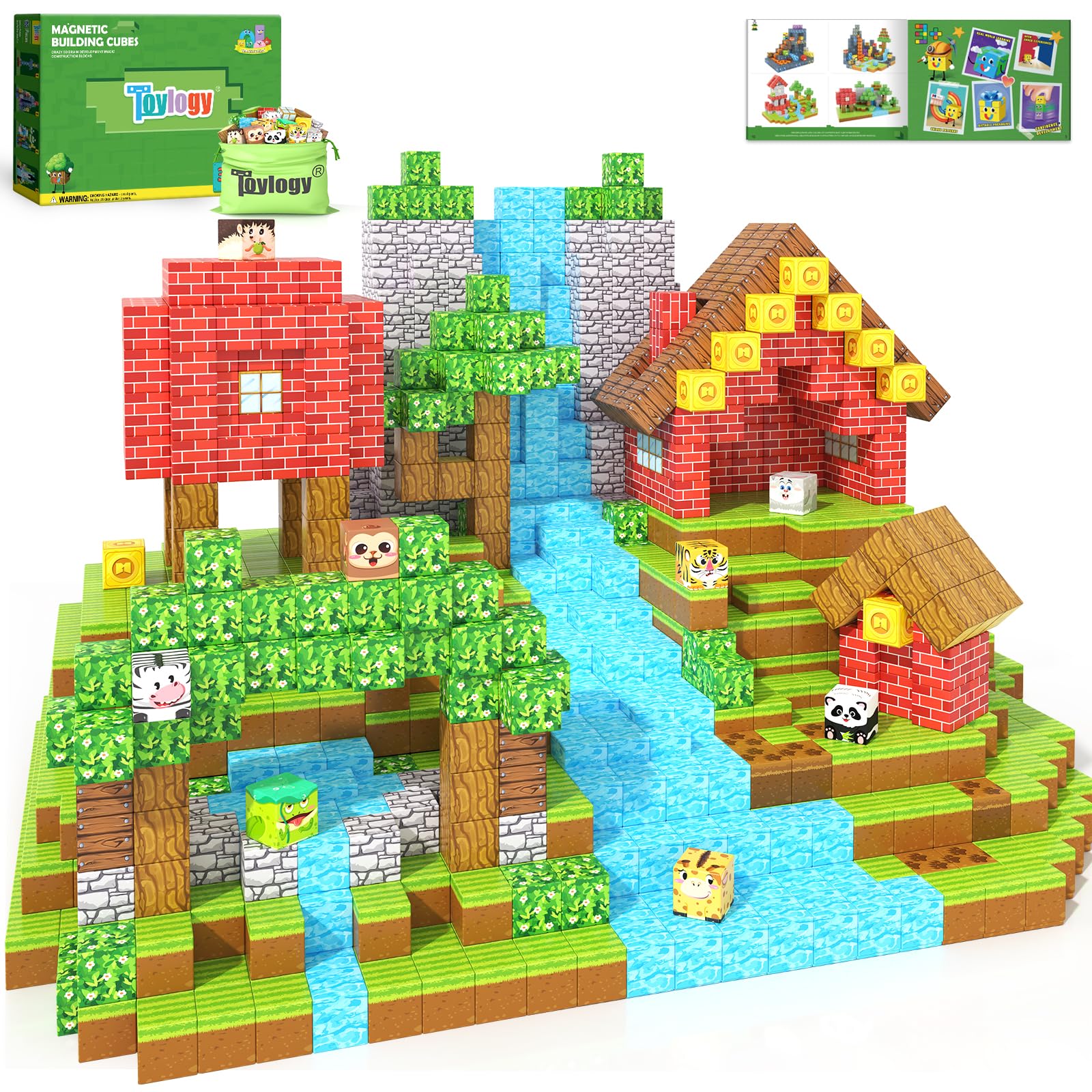 150PCS Magnetic Blocks-Build Mine Magnet World Animals Edition Building Toys for Boys & Girls Age 3-8, Magnetic Sensory Tiles, Ideal Building & Construction STEM Toys Gifts for Toddlers 3+ Years Old
