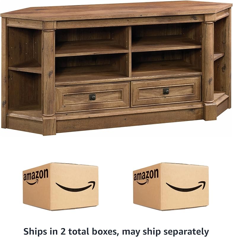 Sauder Palladia Corner TV Stand Console Entertainment Credenza, in Vintage Oak image 5