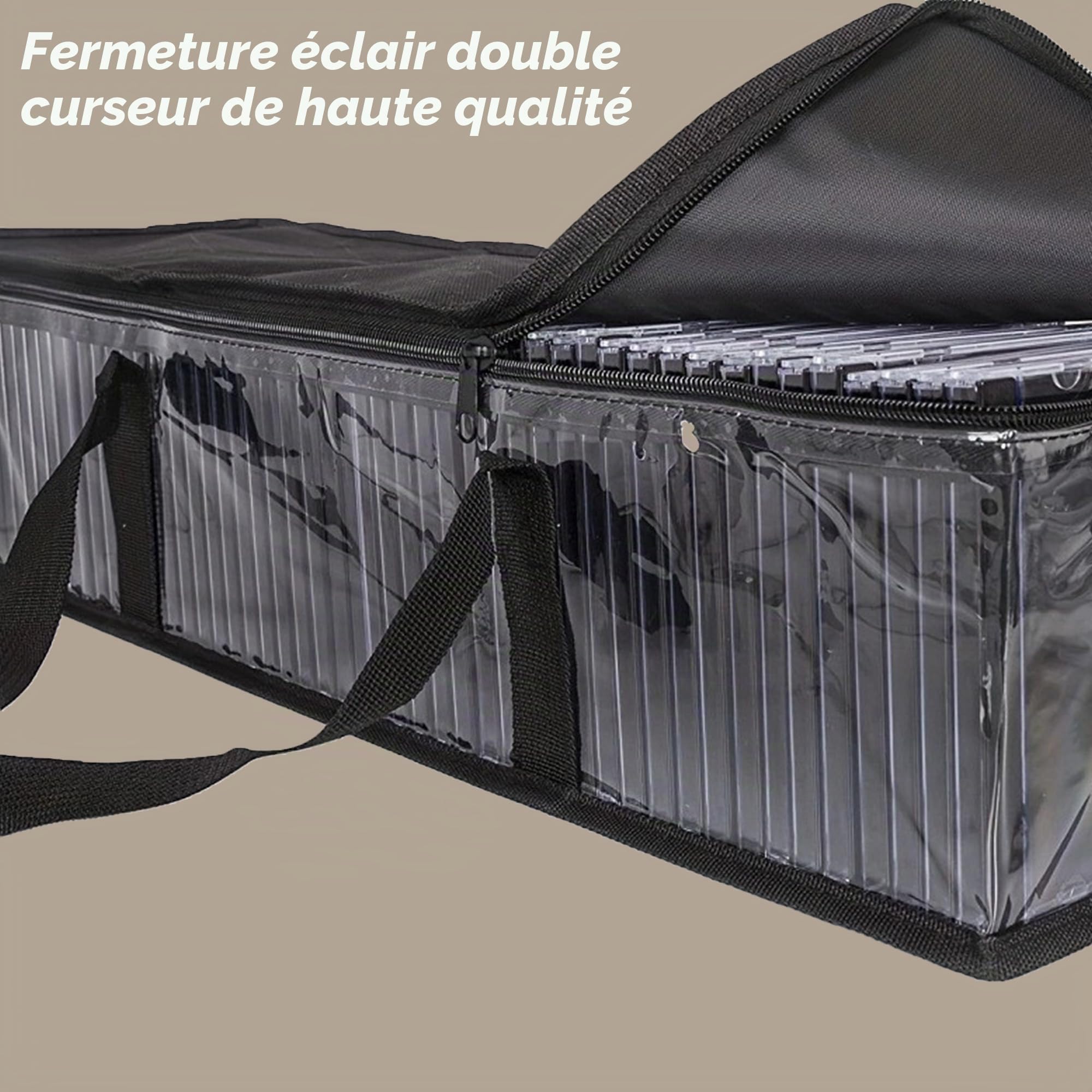 Lot de 2 Sacs De Rangement Pour Dvd, Étuis De Empilables Portables Pour Cd, Jeux Vidéo, Livres, Résistant À L'eau, En Pvc Transparent, Pour Films/Vidéo/Jeux/Blu-Ray/Musique (60x22x15.2cm)