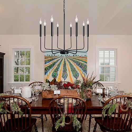 Miniatura 2 de ALISADABOY Candelabros negros para comedor, casa de campo, 8 luces, rústicas, industriales, candelabros colgantes para sala de estar, cocina, isla,
