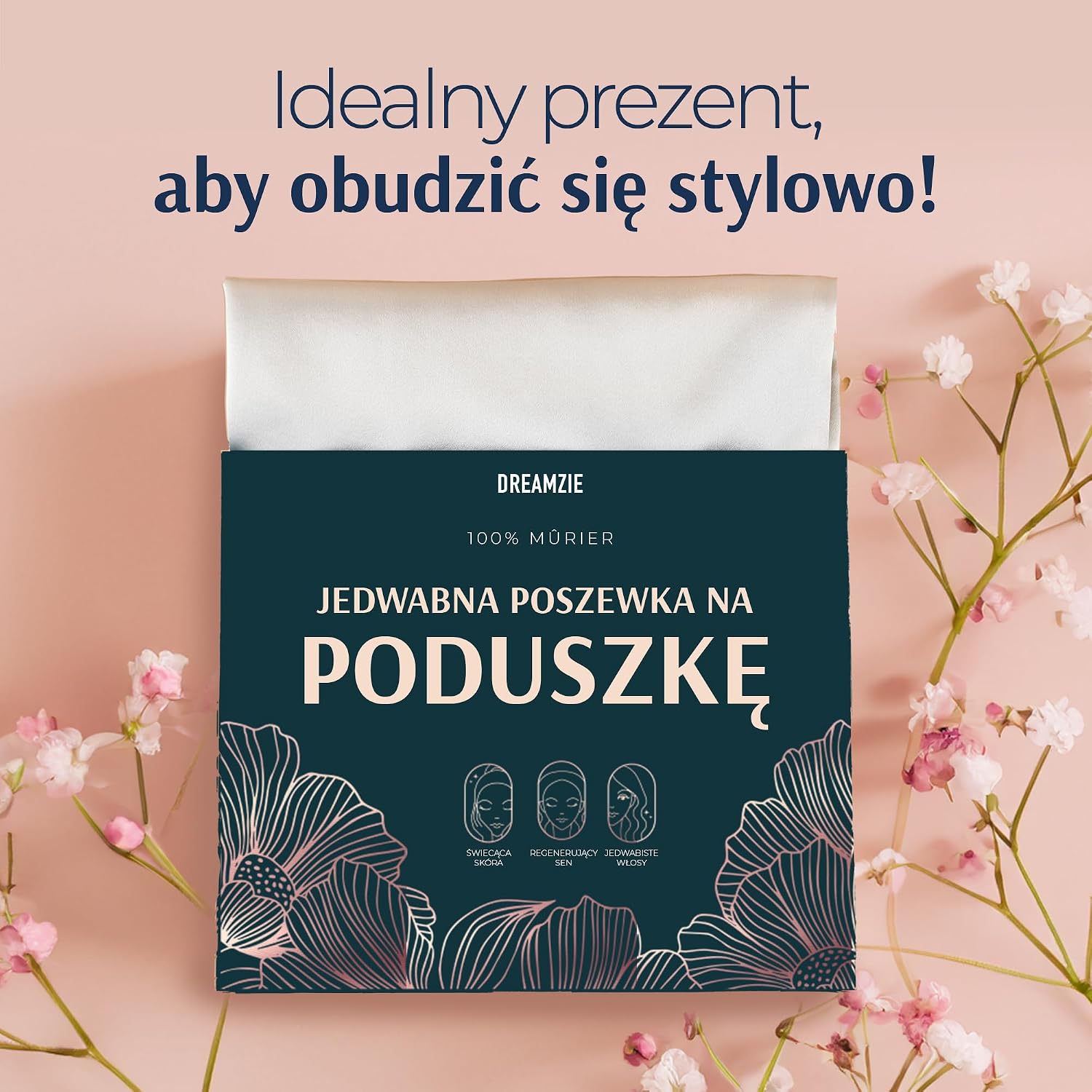 Dreamzie Jedwabna poszewka na poduszkę Na Poduszkę dwustronna 100 jedwab morwowy 19 momme Öko-Tex jedwabna dla skóry i włosów przeciw starzeniu się przeciw pluskwom