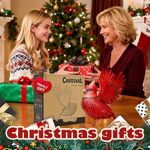 Miniatura 6 de Nacome Cardinal Garden Decor Metal Yard: esculturas artísticas y estatuas para exteriores, adornos de pájaros rojos grandes para patio, balcón, Blue