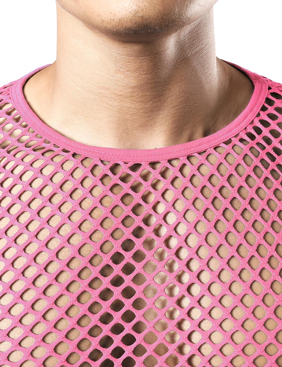 JOGAL Men's Mesh Fishnet Fitted Short Sleeve Muscle Top - Image 5