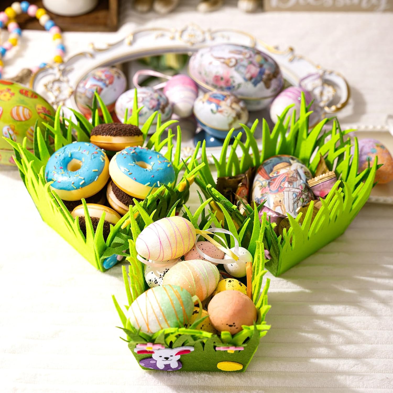Shurhome Easters Decoration Nonwoven Fabric Basket Portable and Sturdy for Holiday Atmospheres Perfect for Craft Enthusiasts Colorful Easters Basket