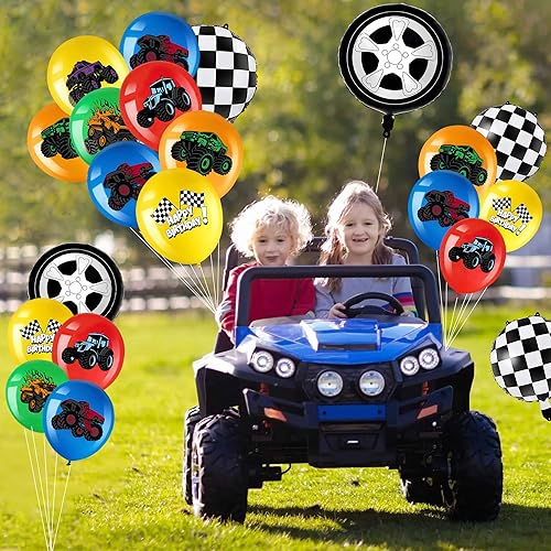 Miniatura 8 de 36 globos para decoración de cumpleaños de camiones, suministros de fiesta de cumpleaños de 18 pulgadas, rueda de aluminio de Mylar de 18 pulgadas,