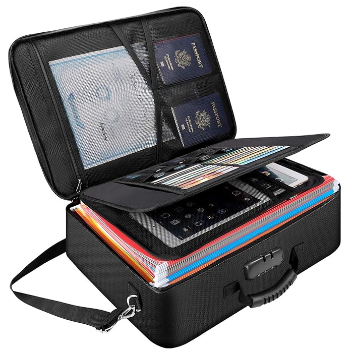 Buy document organizer bag with lock fireproof water resistant file