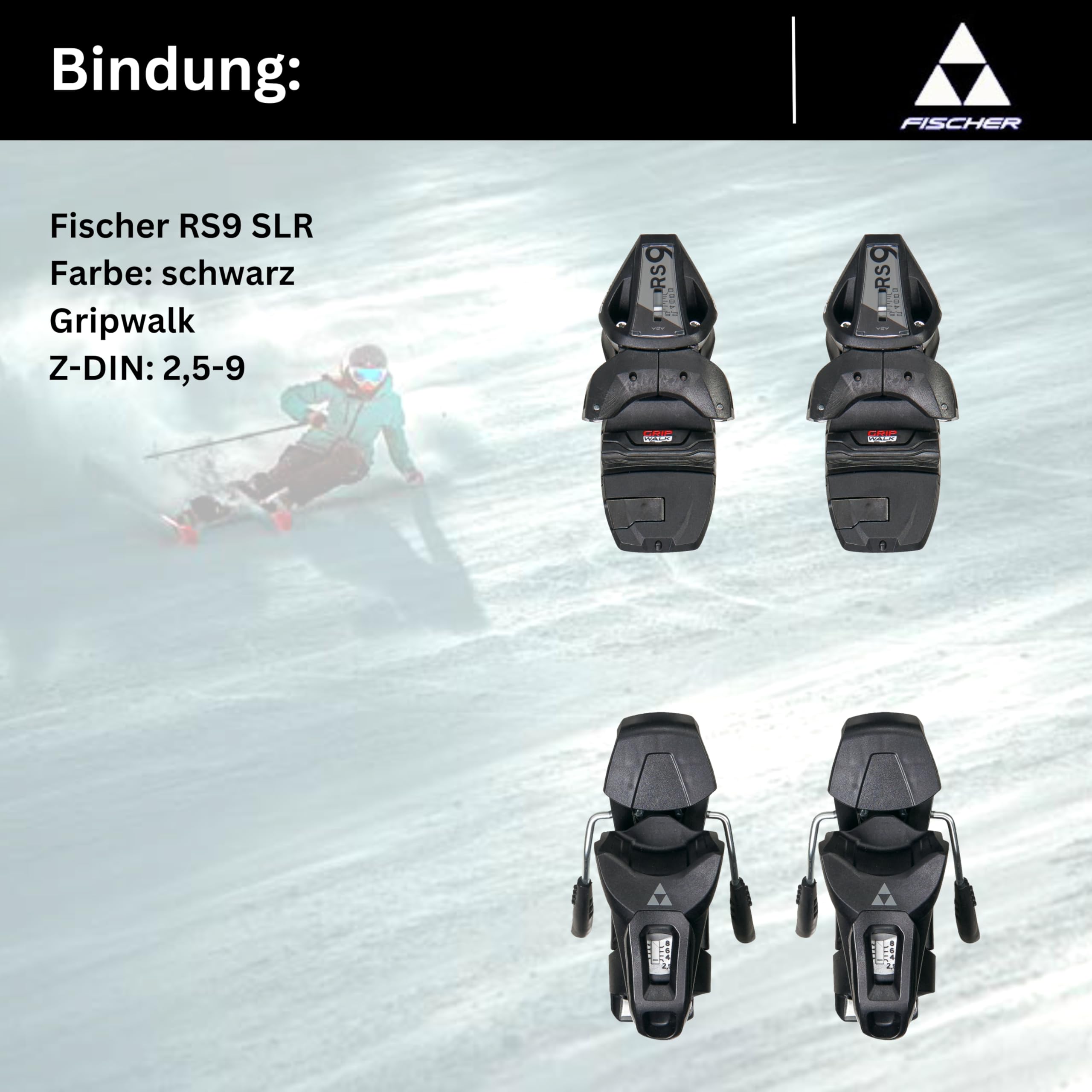 Ski Alpinski Carvingski On-Piste-Rocker - Fischer RC Fire SLR - inkl. Bindung RS9 SLR Z2,5-9 - All Mountain Ski - geeignet für Einsteiger bis Fortgeschrittene
