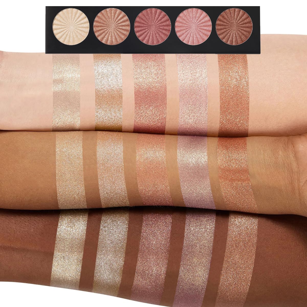 Paleta rozświetlaczy do twarzy, 5 kolorów, kolor szampański, złoty bronzer różowy, masa perłowa, połyskujące cienie do powiek