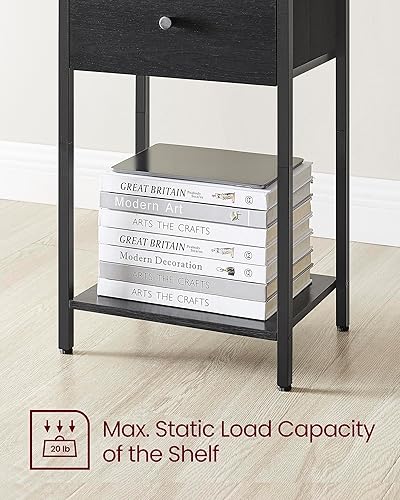 Miniatura 8 de VASAGLE Mesitas de noche, juego de 2, mesa auxiliar con cajón de tela, mesa auxiliar de 24 pulgadas de alto con estante de almacenamiento,