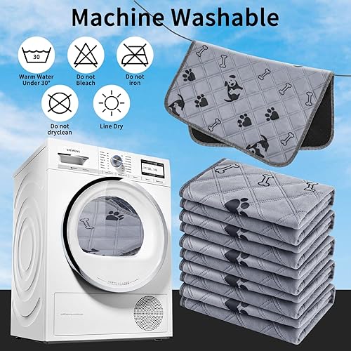 Miniatura 6 de MelonArt Paquete de 2 almohadillas lavables para orina de perro, reutilizables, de 18 x 24 pulgadas, antideslizantes, impermeables, para interiores,